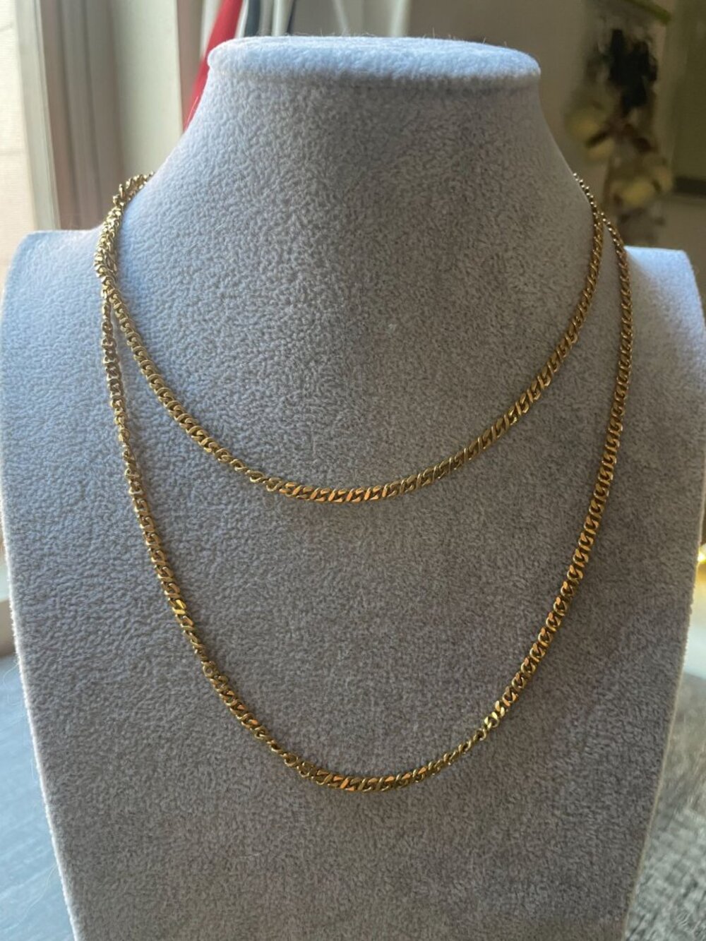 Monet Flat Miami Cuban 18" goldtone chain necklace Vintage signed